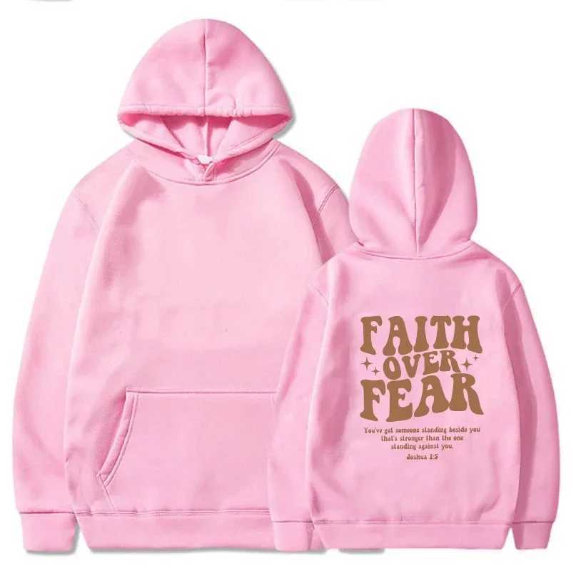 Spring Faith Over Fear Letter Printed Hoodie Casual Oversized Boys and Girls Fashion Dress Y2k Grunge Hoodie Sportswear W250117