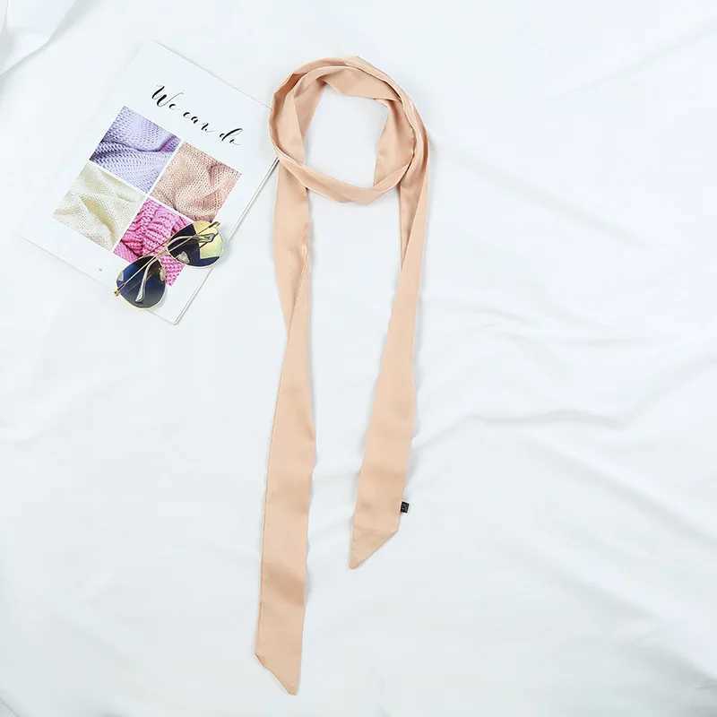 New Solid Color Slender Narrow Long Scarf Tied Bag Handle Scarves Small Satin Ribbon Decorative Bag Skinny Scarves W250118
