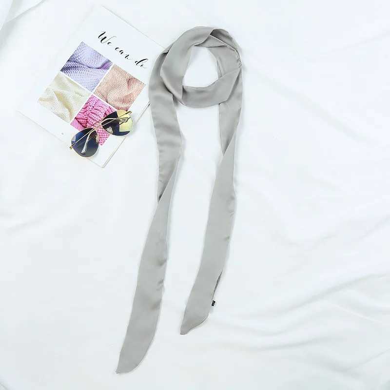 New Solid Color Slender Narrow Long Scarf Tied Bag Handle Scarves Small Satin Ribbon Decorative Bag Skinny Scarves W250118