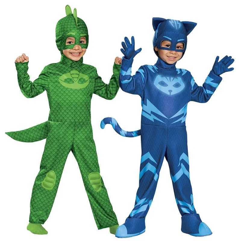 Kids Blue Red Green Jumpsuits Pajamas Cosplay Costume with Mask Night Hero Birthday Party Dress Sets Christmas Costumes W250117
