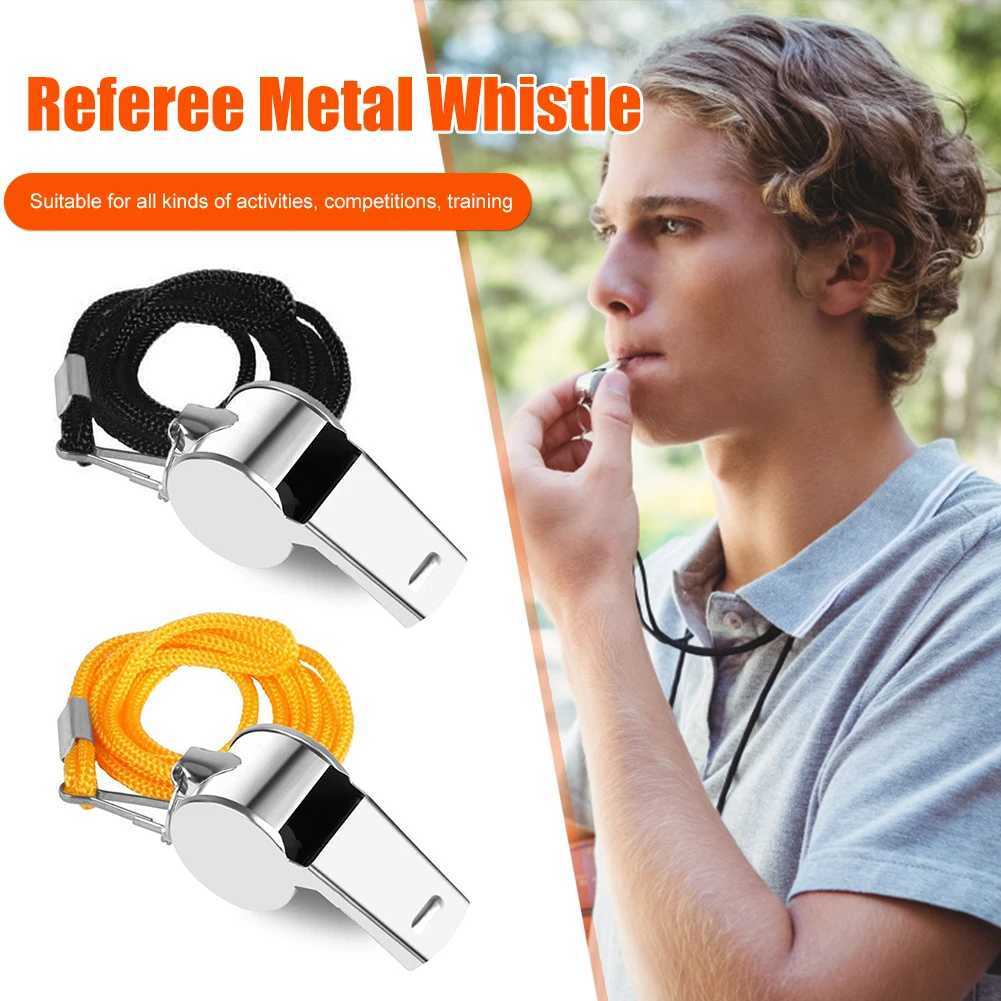Survival Whistle with Rope Extra Loud Sports Whistle Portable Loud Crisp Sound Whistle for Soccer Football Basketball TrainingW250121