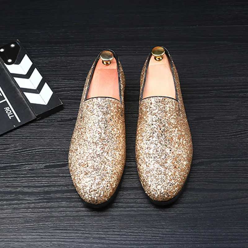 Mens Casual Shoes Mens Comfortable Driving Loafers Light Men Fi Sequins Bling Party Wedding Flats EU Sizes 38-48XJ250118