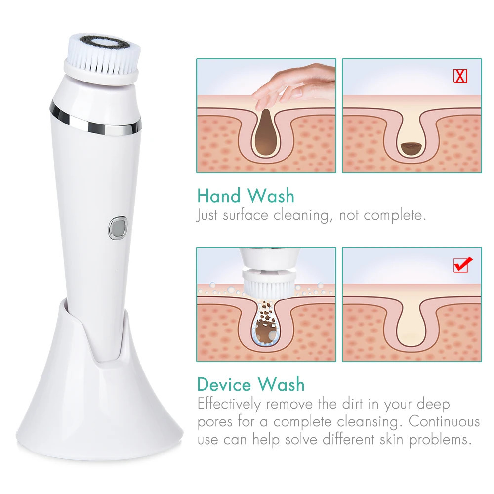 Electric Face Cleansing Brush Skin Care Vibration Makeup Pore Washing Silicone IPX7 Waterproof Face Cleaner Massager 250121