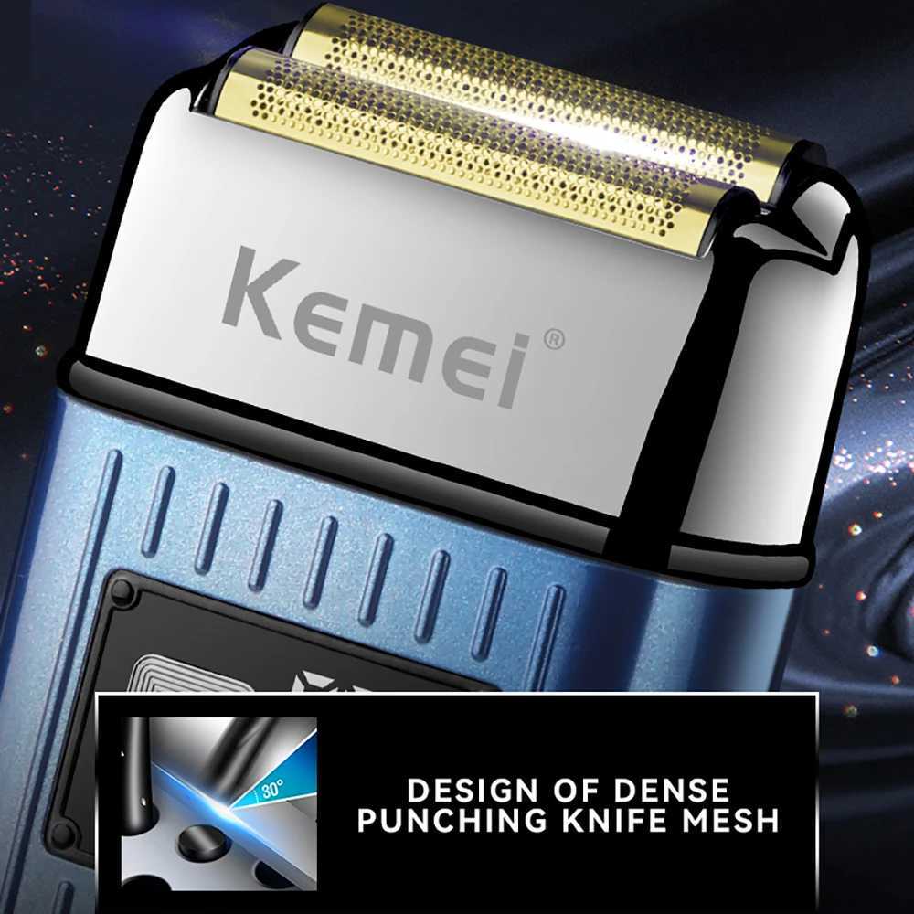 Kemei Electric Barber Razor Men Double Foil Shaver Bald Head Beard Trimmer IPX6 Waterproof 8000RPM Ultra-Close Precision ShaveW250117