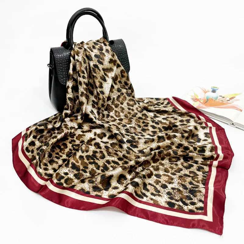 90*90CM New Women Leopard Polka Dot Print Silk Scarf Fashion Versatile Sunscreen Square Headscarf Wholesale W250118