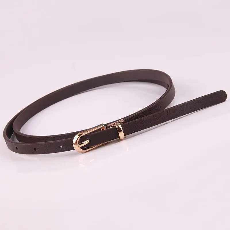 Fashion Leather Thin Belts For Women Black Skinny Waistband Metal Pin Buckle Adjustable Belt Jeans Sweater Decorative Waistband W250120