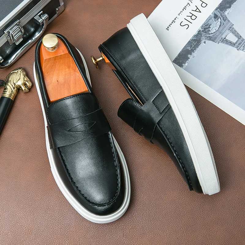 Casual Leather Social Shoes For Men High Quality Shoes Male Slip Loafers Flat Boat Mens Office Shoes Men 2025XJ250118
