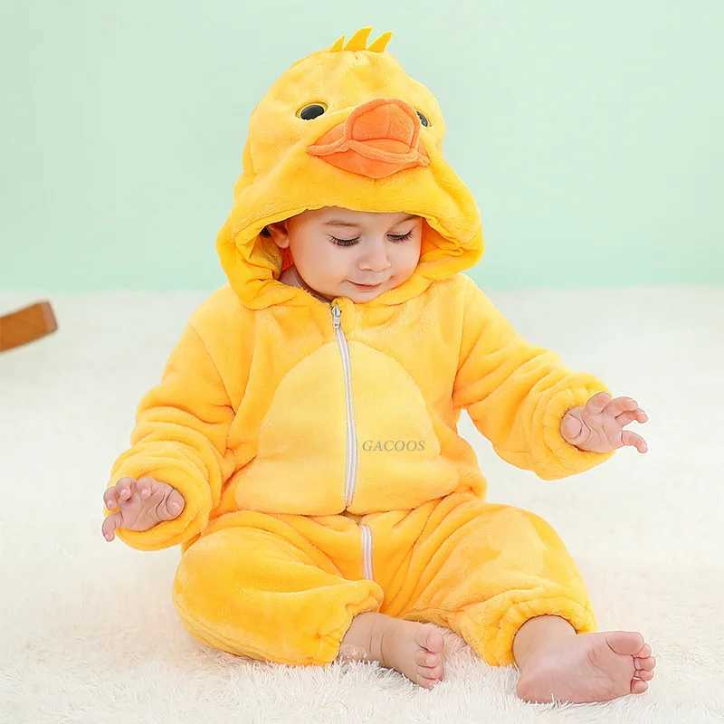 Halloween Dinosaur Winter Baby Romper Kigurumi Costume Flannel Hooded Bodysuit Pajamas Animal Overall Jumpsuit For Girl Boy 0-4T W250117