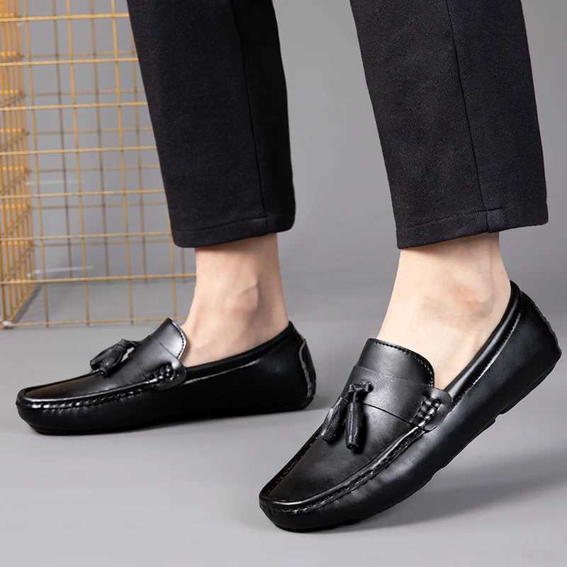 Italian Mens Shoes Casual Brands Slip Formal Luxury Shoes Men Tassel Loafers Genuine Leather Brown Driving ShoesXJ250118