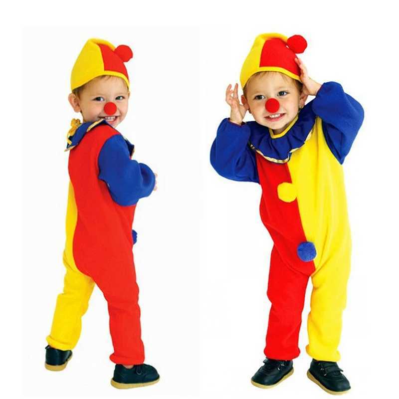 Learn Kids Carnival Clown Circus Cosplay Costumes Halloween Children Boys Girls Baby Birthday Halloween Party Jumpsuit Hat W250117