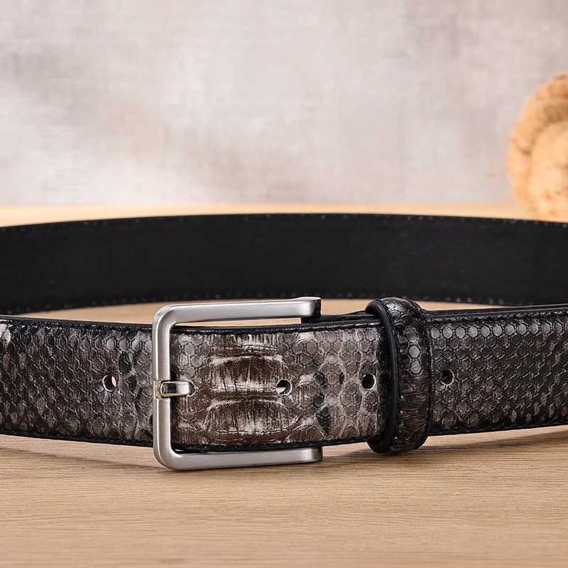 Mens luxury snake pattern design mens leisure accessories denim leather western belt buckle metal W250120