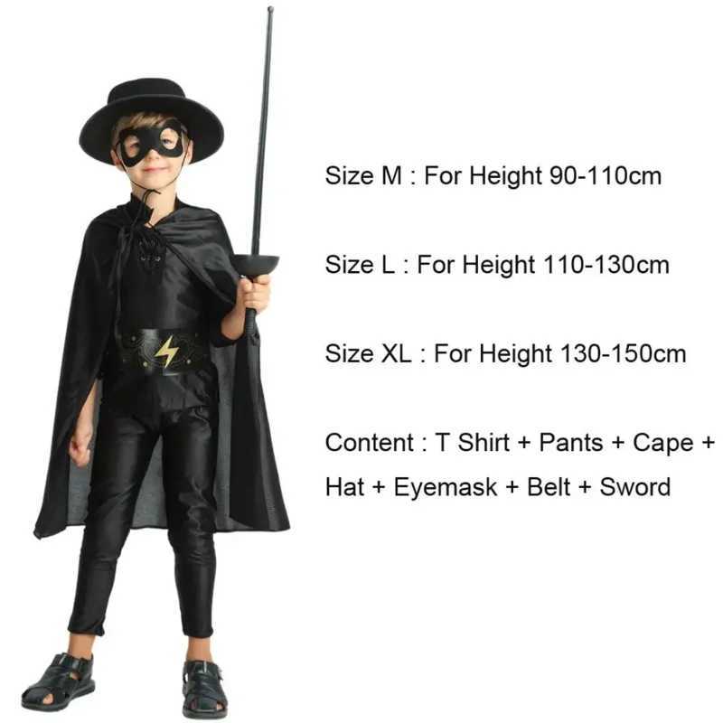 Snailify Halloween Costume For Kids Zorro Costume Movie TV Cosplay Kids Costume Superhero Cosplay For Carnival W250117