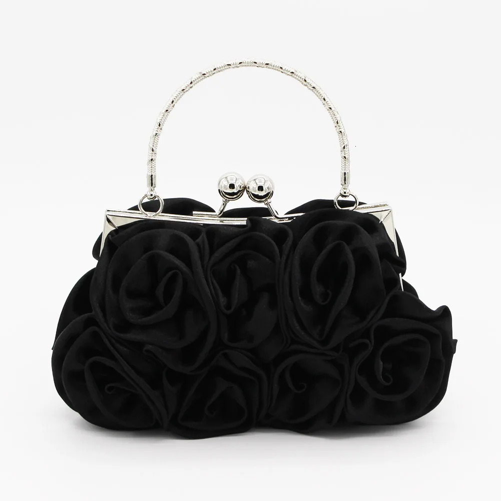 XIYUAN Fashion Women Clutches Rose Flower Solid Color Handbag Casual Party Wedding Evening Bag Bridal Purse Champagne Bag 250118