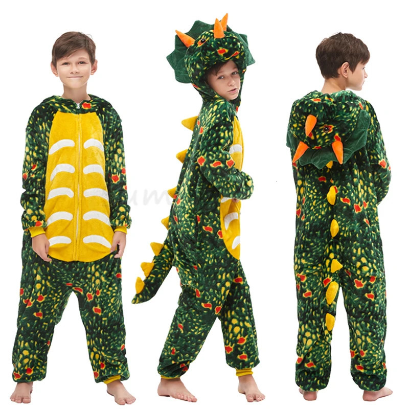Unicorn Kigurumi Pajamas Sets Halloween Animal Cartoon Cosplay Costume Christmas Dinosaur Jumpusits for 4-12 Years Kids Pajamas 250114