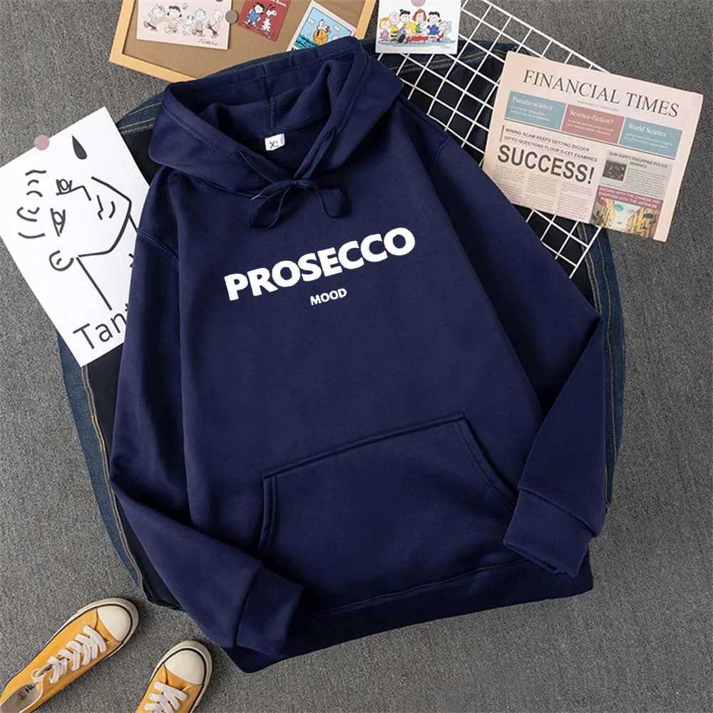 PROSECCO MOOD Letter Graphic Printed Hoodies Women Summer Oversize Female Clothing Elegant O Neck Cotton Lady Tops Y2k W250117