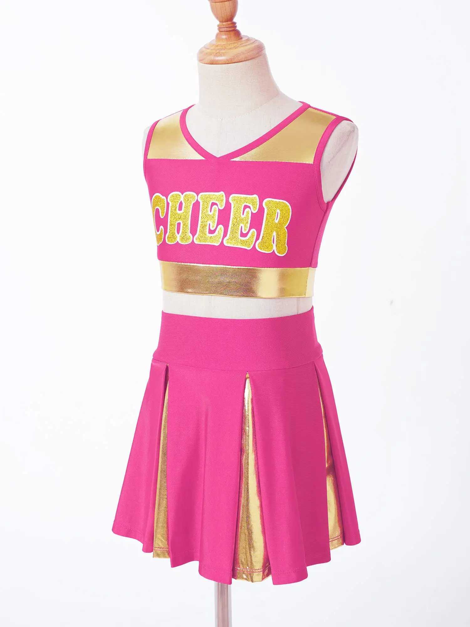 Kids Girls Cosplay Cheerleading Costume Cheerlead Uniforms CHEER Printed Clothes Set for Dancing Competition Children DancewearW250121