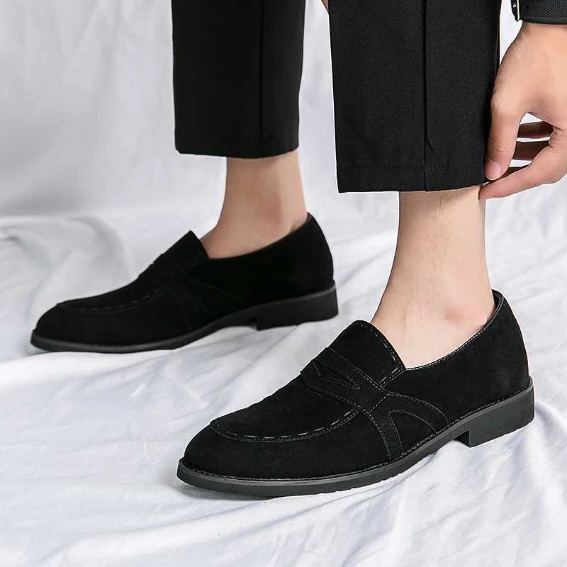 Mens Suede Leather Loafers Fi Soft Mens Shoes Comfortable Driving Shoes Brand Men Casual Footwear Thick BottomXJ250118