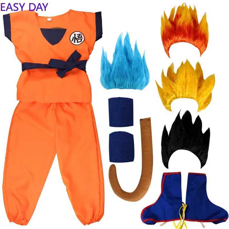 Kids Anime Son Goku Cosplay Costumes Krillin Training Clothes Superhero Outfits with Super Saiyan Wig Comic Con Party Costume W250117
