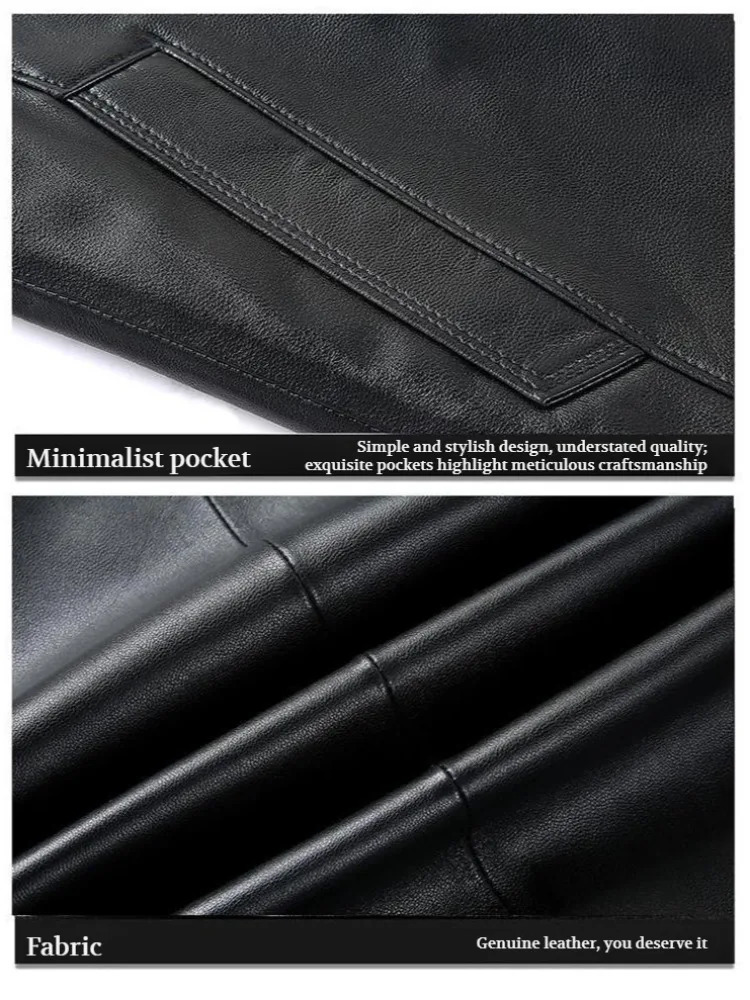 Mens winter leather jacket Midlength Winter Warmth Good warmth Highend mens pursuit Korean Style Lapel Motorcycle Jacket 250120
