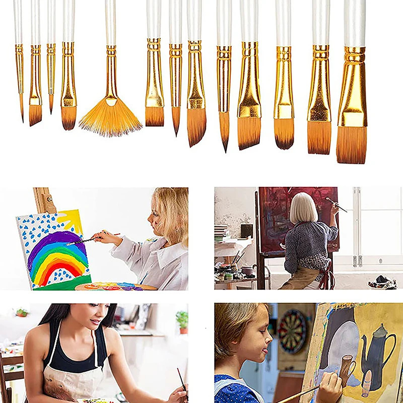 13Pcs Painting Brushes Set Artist Brush for Oil Acrylic Watercolor Gouache Paint Professional Supplies 250109