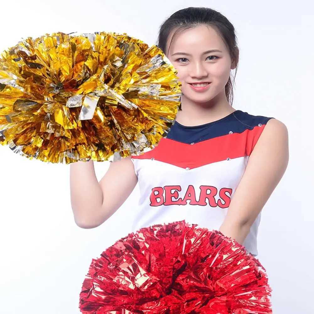 28cm Double Hole Finger Ring Style Cheerleader Pom Poms Metallic Streamer Club Sport Supplies Dance Party Decorator ToolsW250121