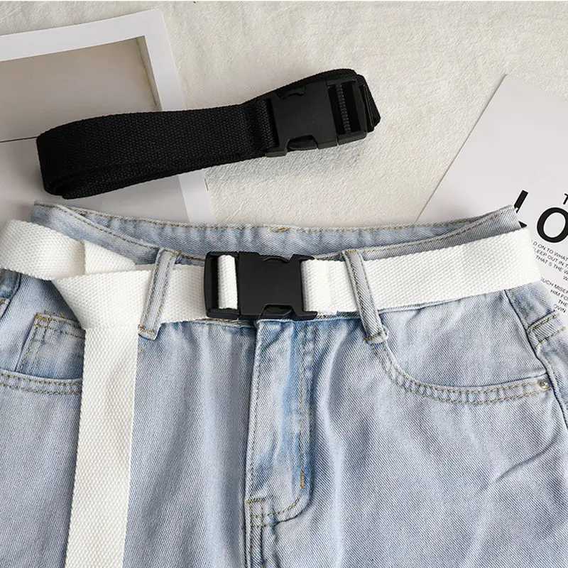 Hundreds of canvas leisure belt men and women plastic buckle belt work trousers youth military training decorative trouser belt W250120