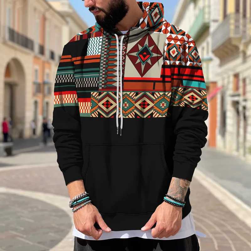Aztec Geometric Graphics 3D Print Hoodies Men Women Retro Hooded Sweatshirts Oversized Pullovers Y2k Tracksuit Tops Man Clothing W250117