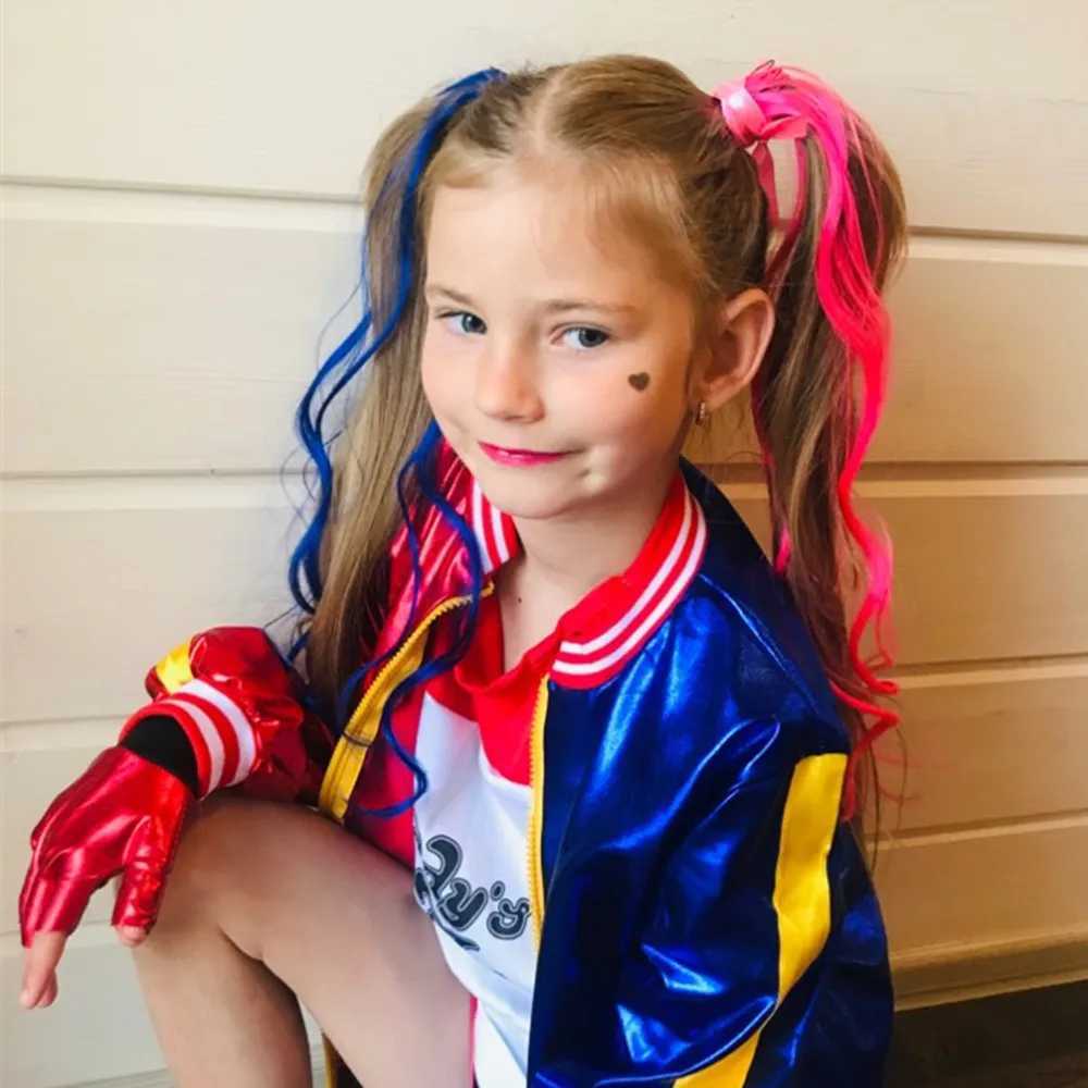 Children Kids Girls Cosplay CoStumes Quinn HarLeen Quinzel Joker Monster Jacket Party Clothes W250117