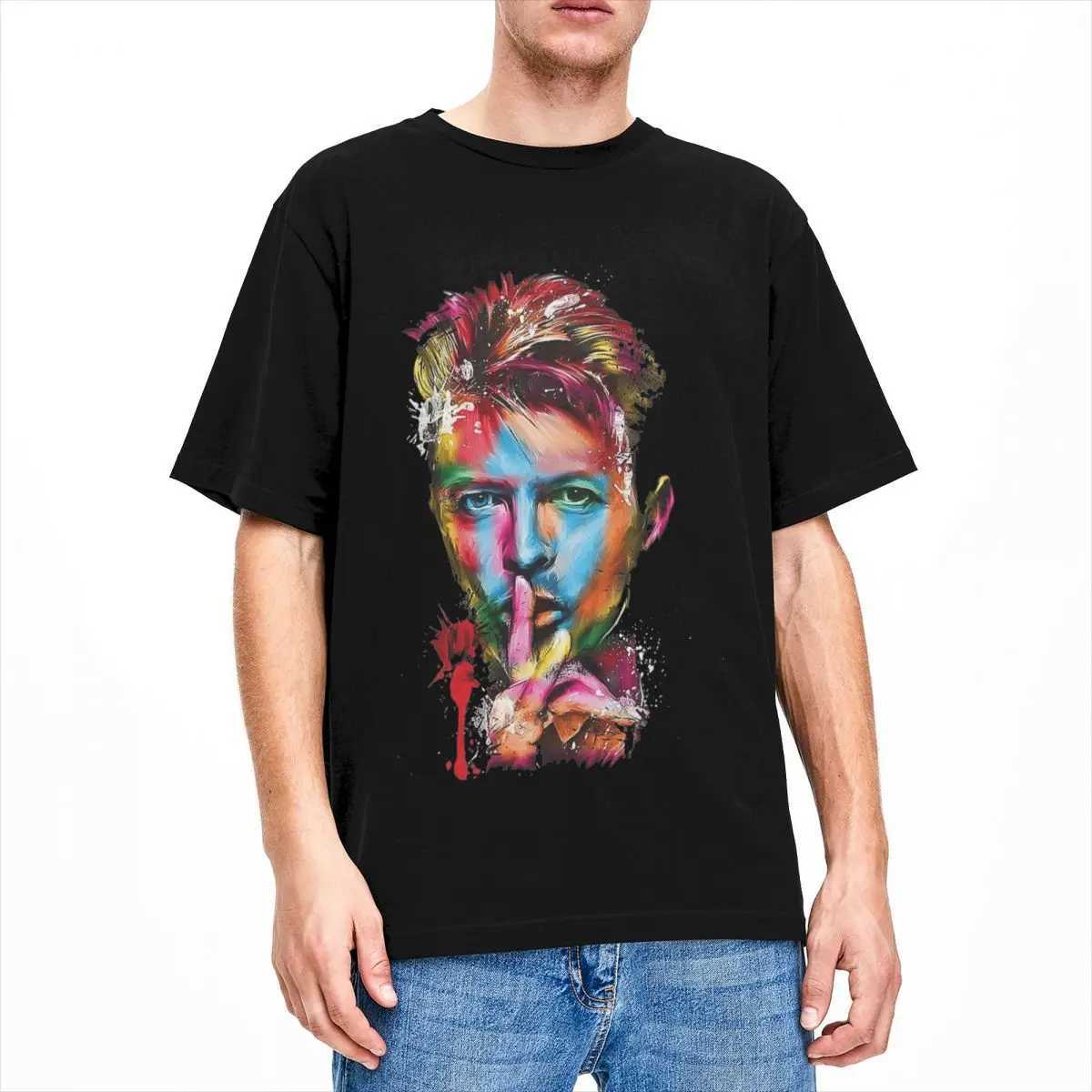 Mens Davids Bowied T-Shirts poped 00% Cotton Top Tees Summer Y2K Retro Short Sleeve T-Shirt O Neck Harajuku Pattern Tee Shirt W250117