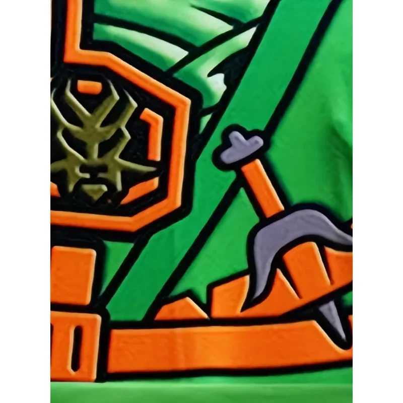 Boys Japanese Ninja Onesie Play Costume Printed Green Cartoon Anime Mask Costume Japanese Samurai Fork Halloween Dress Up Party W250117