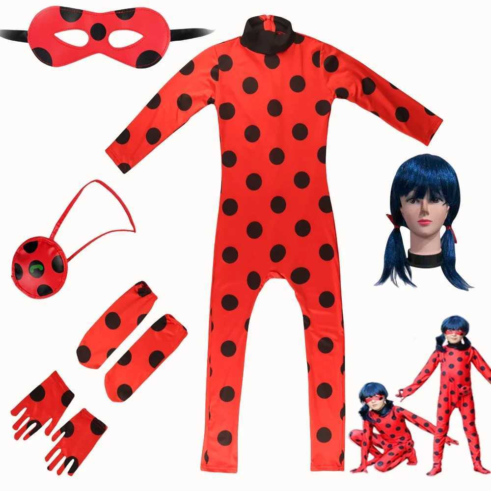 New Childrens Anime Ladybird Costume with Separate Eye Mask Cosplay Carnival Party Stage Performance Clothing for Kids Girls W250117