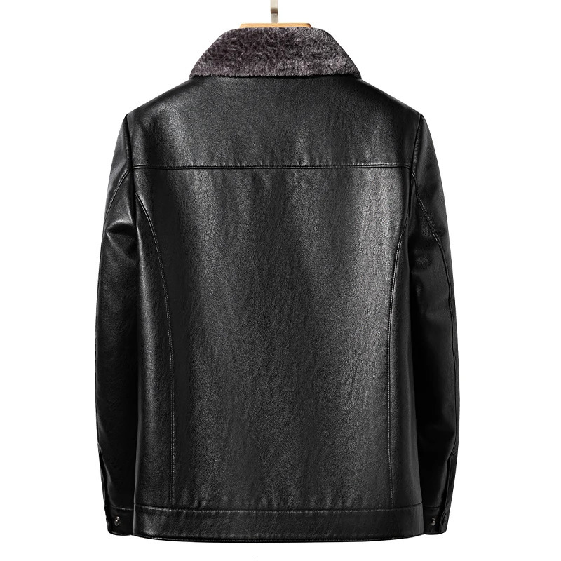 YN-2365 Autumn/Winter Mens Natural Leather Jacket Thickened Fur Integrated Business Casual Top Black Coffee Middle Aged Youth 250120