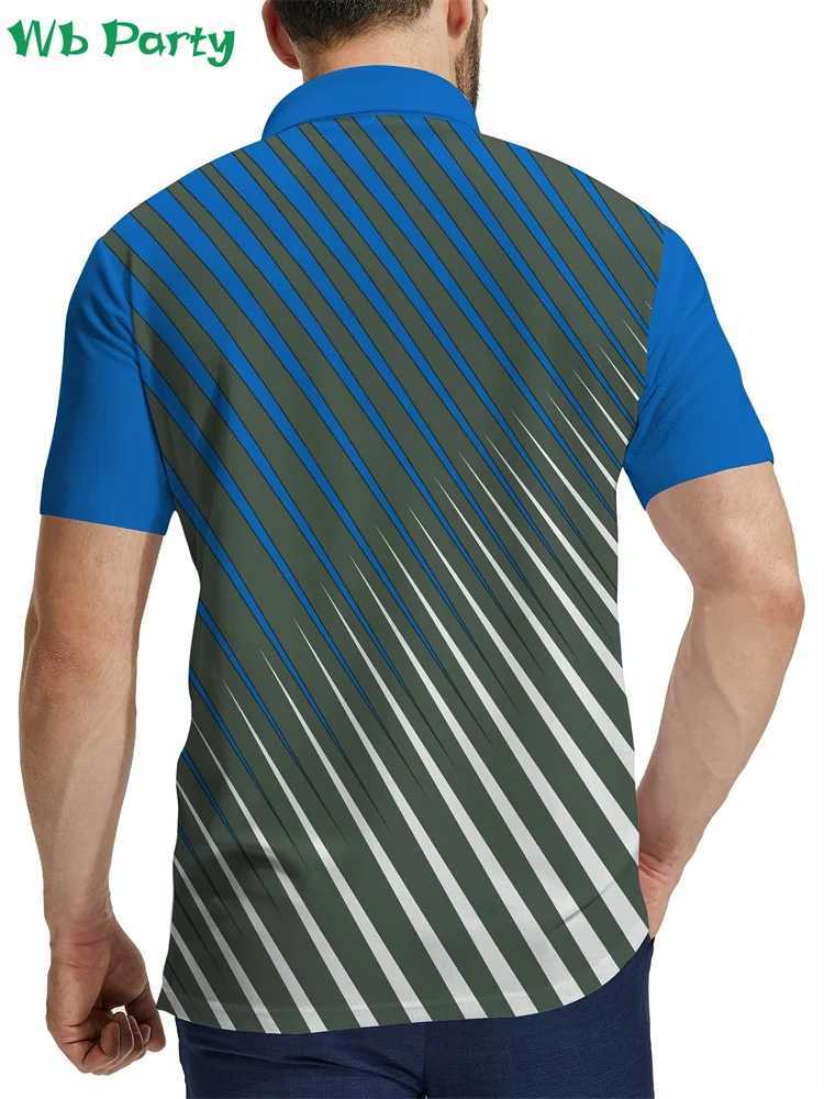 Striped printed mens shirt fashionable T-shirt mens simple T-shirt breathable mens clothing mens top simple polo shirt W250117