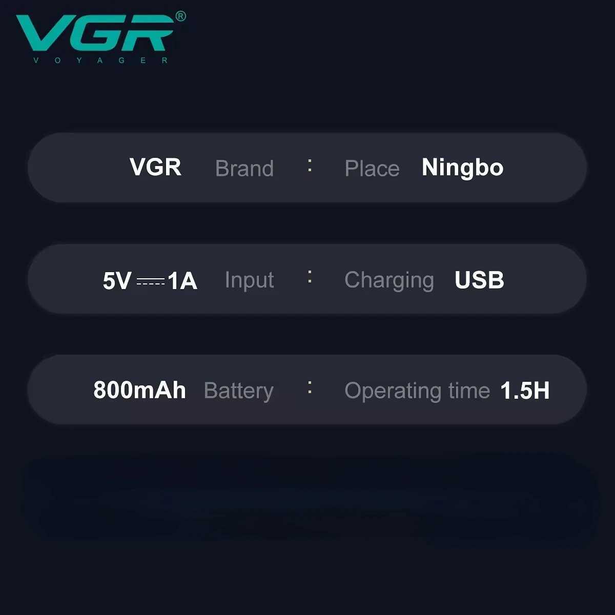 VGR Shaver Professional Shaving Mane Electric Beard Trimmer Shaver Waterproof Razor Reciprocating LED Shaver for Men V-337W250117