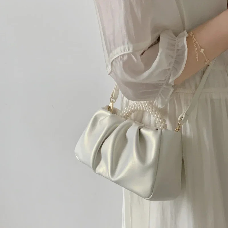 Fashion Pearl Handle Women Dinner Clutch Purse Handbags n Ladies Square Shoulder Bags Female Small Messenger Bag y250118