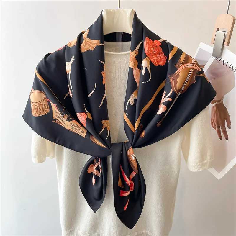 La Scarf Ballet Girl Print Designer New Large Square Scarves 90cm Thin Twill Silk Shl Headscarf Luxury Brand 2024 Fashion W250118