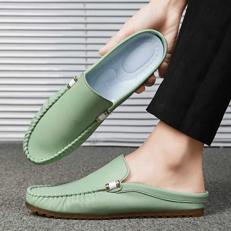 All-mah Luxury Brand Male ShoesLightweight for Men Muller New Arrival Outdoor Men Casual Shoes Leather Mens Slip ShoesXJ250118