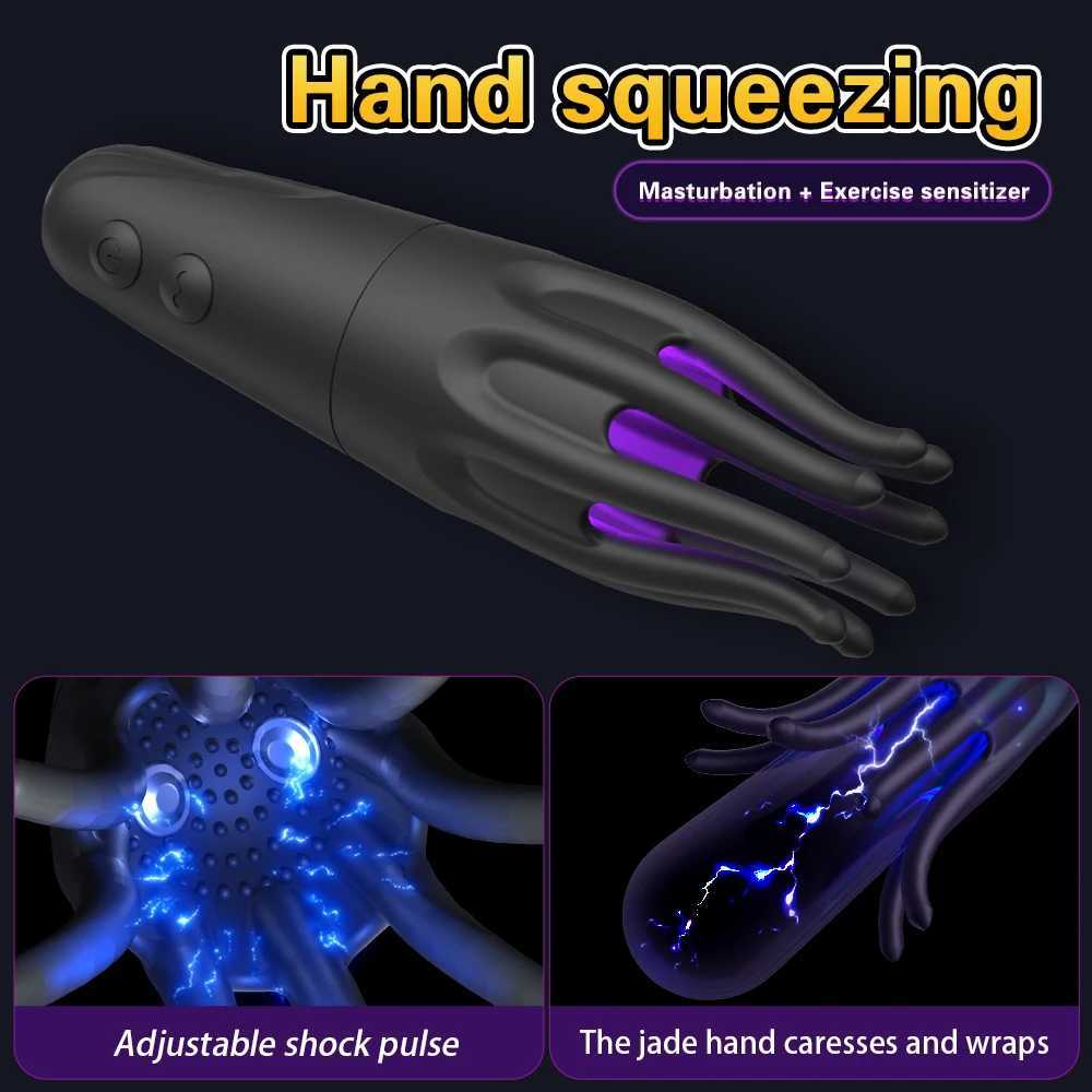 Electric Shock Masturbator for Men Penis Massager Glans Vibration Sex Oral Blowjob Lasting Delay Endurance Training Sex Toys 18+ W250117