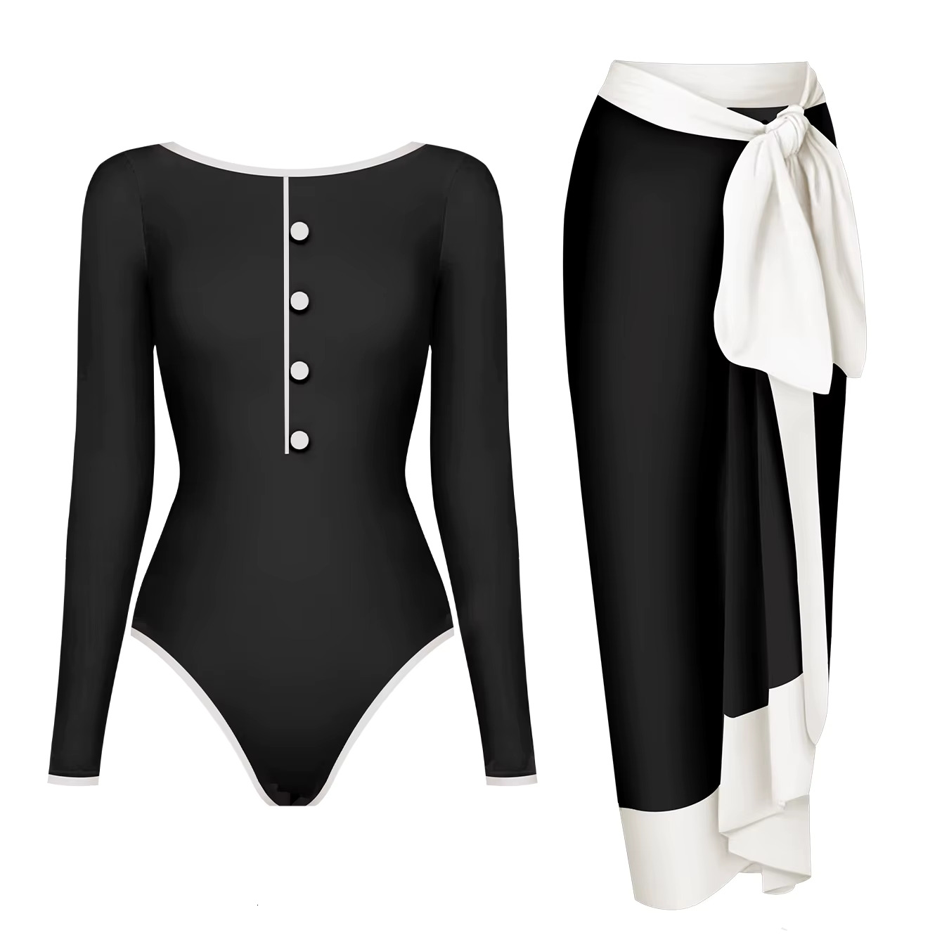 2024 Long Sleeved Zip Surfing Solid Printed Piece Swimwear Women Vacation Beachwear Bathing Suit Bodysuit Dress