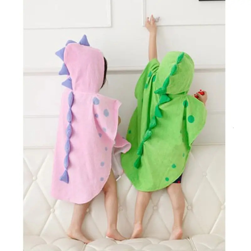 Hooded With Paw Dinosaur Ponchos Hooded Childrens Bath Towel Kids BeachTowel Infant Bathrobe 250120