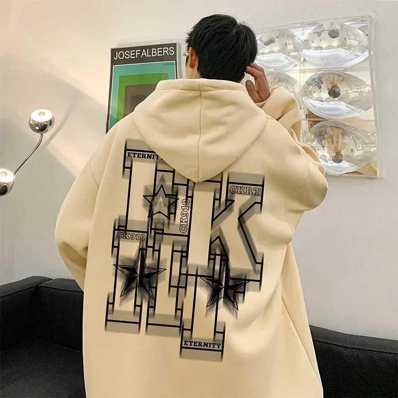 Autumn Hip Hop Mens Super Large Hoodie Letter Printing Hoodie Sportswear 2024 New Y2K Street Clothing Wool Pulling Hoodie W250117