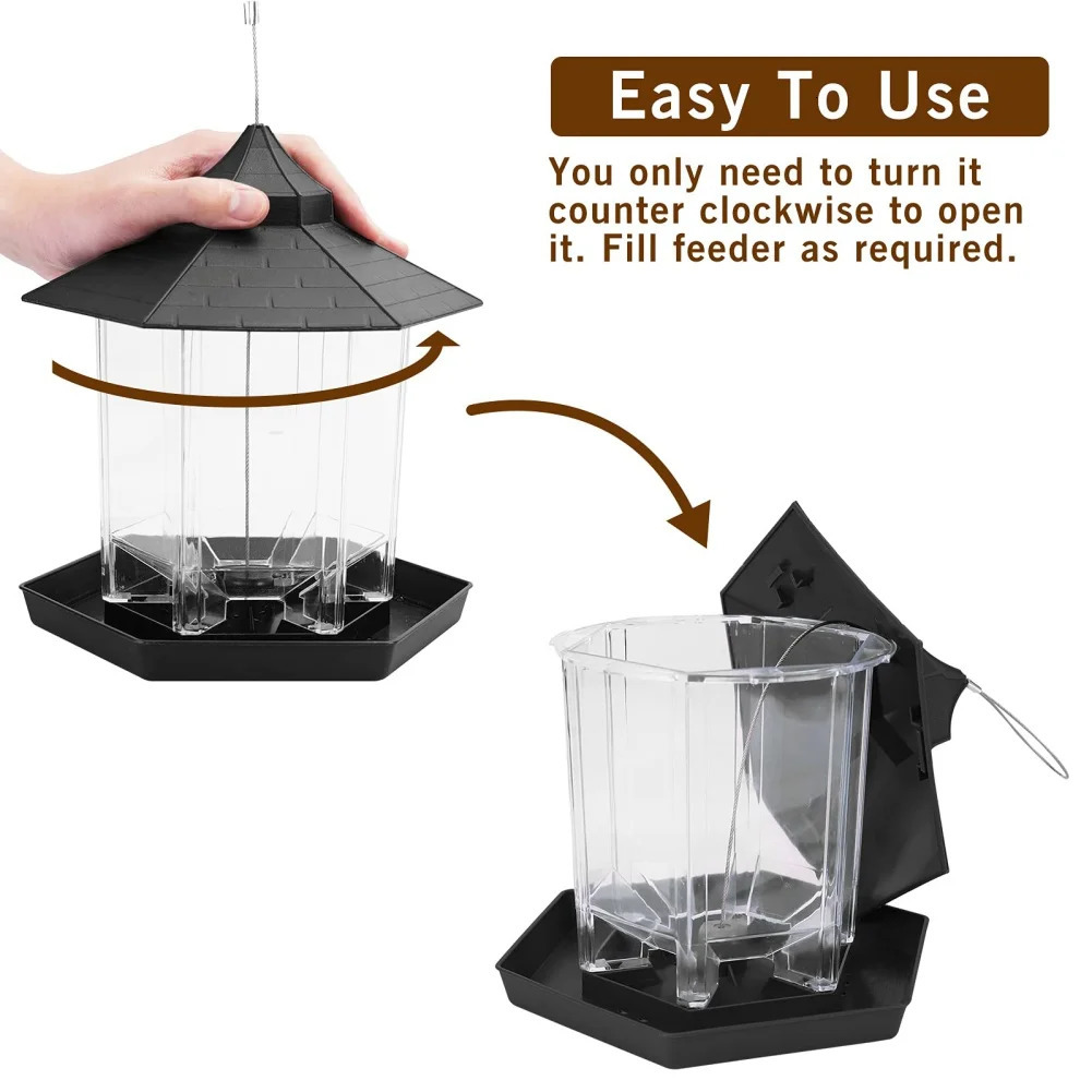 Hanging Wild Bird Feeder Waterproof Gazebo Outdoor Container With Hang Rope Feeding Bird Feeder Garden Decor Pet Supplies 250121