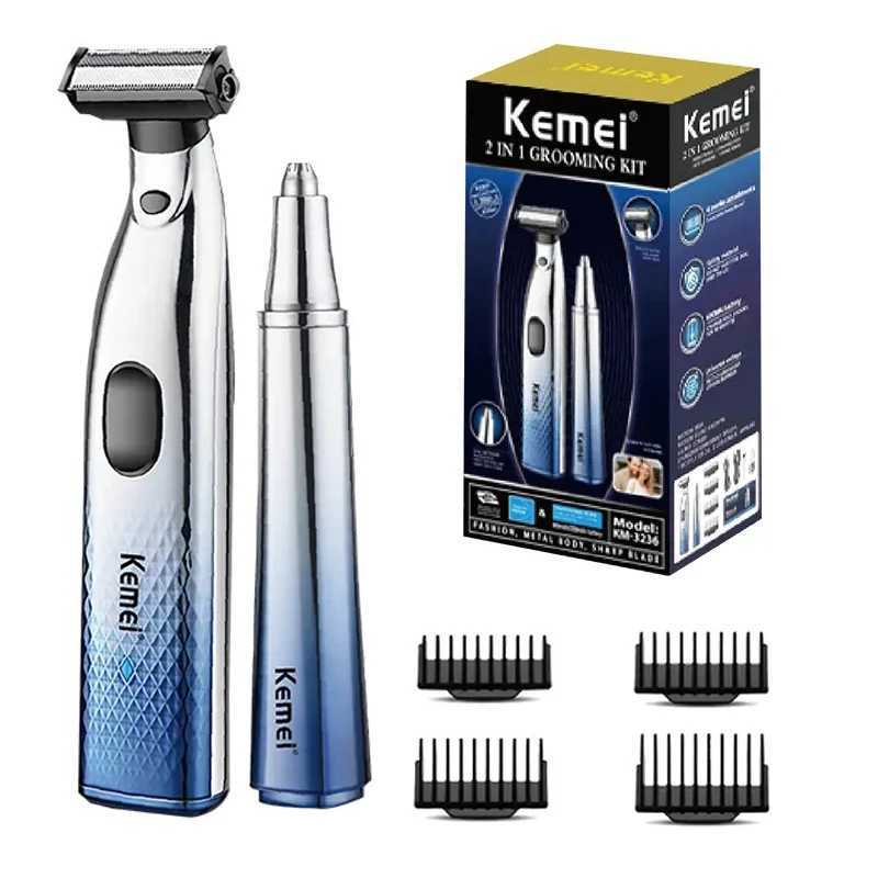 Original Kemei Waterproof IPX7 Design 2-in-1 Mens Beauty Electric Set Facial and Body Wet and Dry USB Charging ShaverW250117