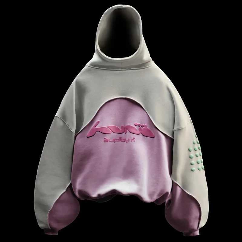 Y2K Harajuku Hoodie foam printed splicing design super Dalian hoodie retro hip-hop strtwaar mens fashion sweater top W250117
