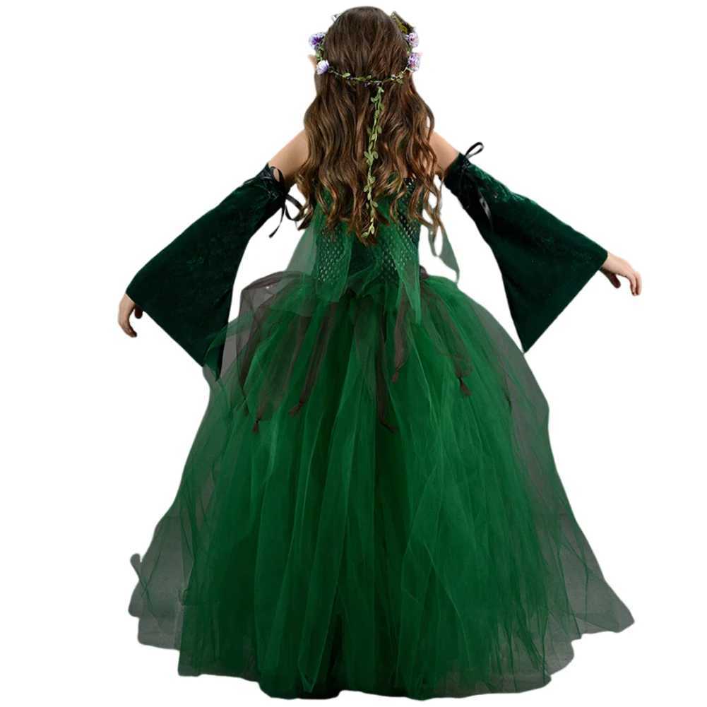 Kids Girls Elf Cosplay Tutu Dance Skirts Costume Children Roleplay Dress Up Performance Stage Dress Elf Earrings Halloween Cloth W250117