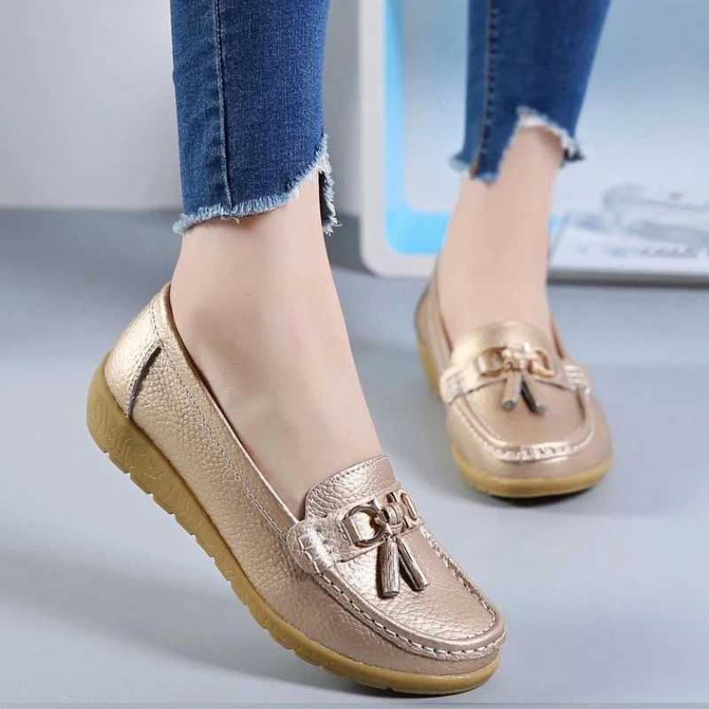 Women Flats Ballet Shoes Cut Out Leather Breathable Women Boat Shoes Ballerina Ladies Casual ShoesXJ250118