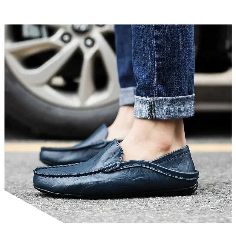 Leather mens shoes Casual luxury mens shoes Mocha shoes Breathable slippery mens boat shoes BDVEXJ250118
