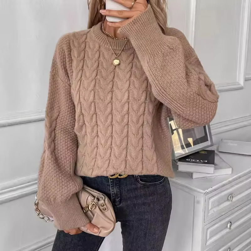 Solid Color Round Neck Sweater Women 2024 Autumn Winter New Loose Comfortable Pullover Female Fashionable Trendy Knitted Tops