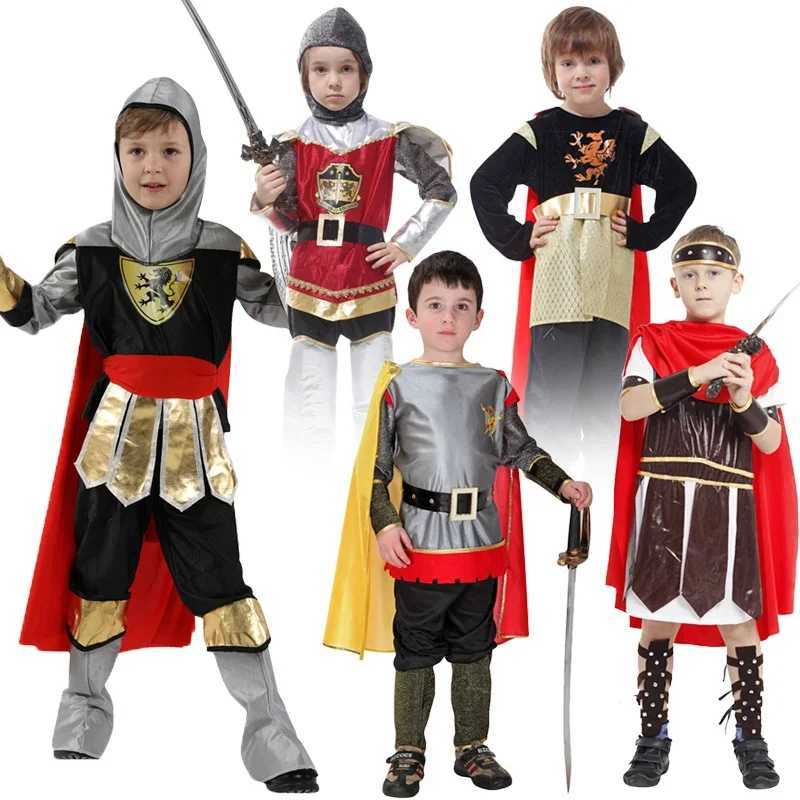 Children Greek Roman Warrior Gladiator Costume Boy Knight Role Play Carnival Party Fancy Dress Weapon Free W250117