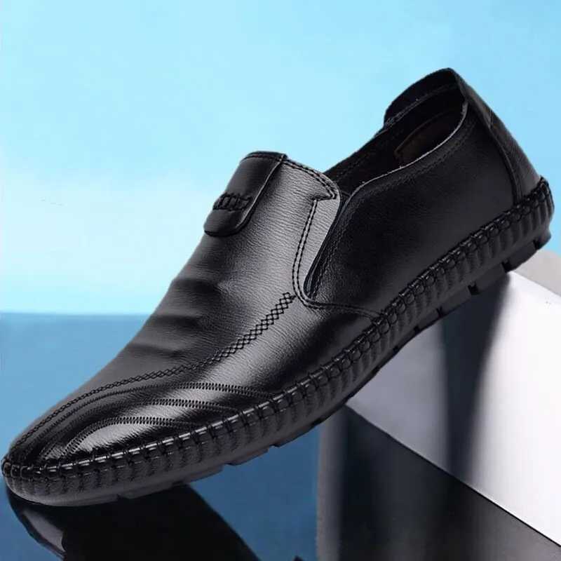 2024 Autumn Casual Mens Shoes Versatile Soft Leather Footwear Comfortable Loafers Male Breathable New Flat Shoes XJ250614